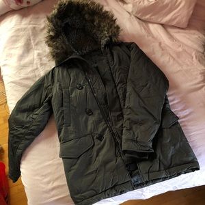 olive green down winter jacket